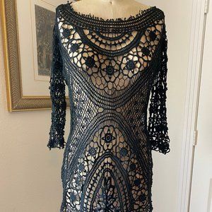 Black Cotton Lace- Swim Suit Cover Up